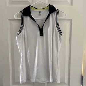 EP Pro White Sleeveless Polo Tank with Black Trim